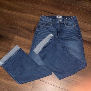 PAIGE Wide Leg Cuffed Blue Denim Jeans